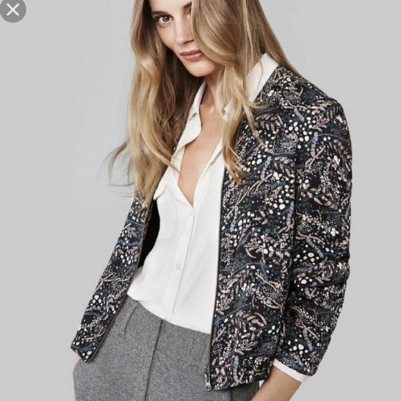 Loft dark floral bomber jacket - Picture 1 of 4
